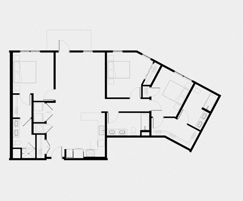Floor plan for 3 beds, 2 baths, 1564 sqft